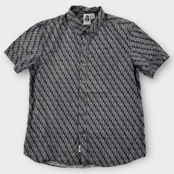 Kennington Ltd. Other - Kennington Shirt Mens XL Button Down Classic Fit Geometric‎ SS Blue Cotton Y1621